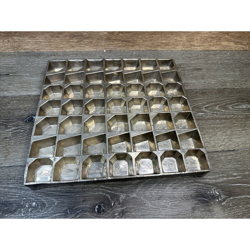 Vintage KING KUP chocolate mold Primitive Industrial Metal Mold 13x12.5x1.5”